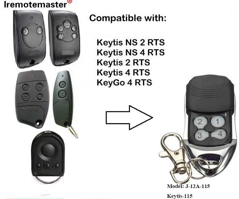 ສໍາລັບ Keytis NS 2 RTS Keytis NS 4 RTS Garage Door Remote Control 433.42MHz