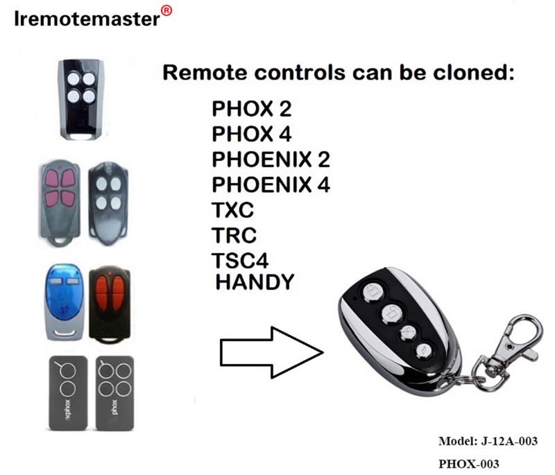ສໍາລັບ PHOENIX 2 4 TSC2 TSC4 HANDY2 ການທົດແທນປະຕູ garage ການຄວບຄຸມໄລຍະໄກ 433.92mhz