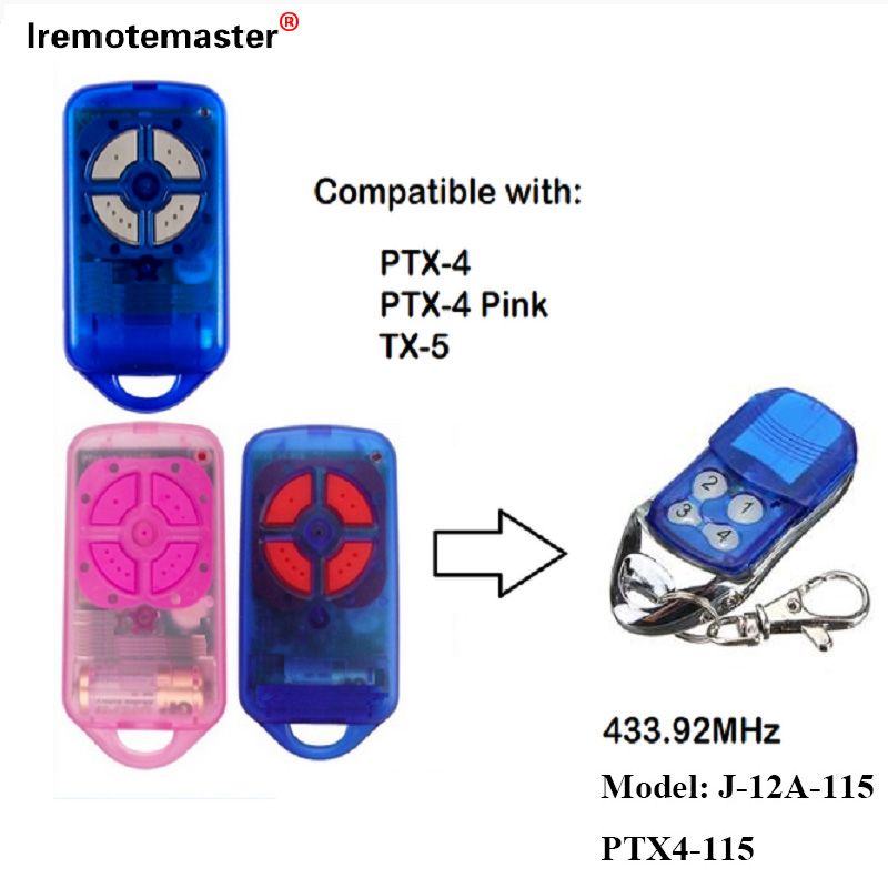 ສໍາລັບ PTX4 433.92 MHz Rolling Code Garage Door Remote Control