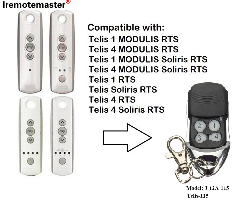 ສໍາລັບ Telis 1 RTS Telis Soliris RTS 4 RTS Garage Door Remote Control 433.42MHz